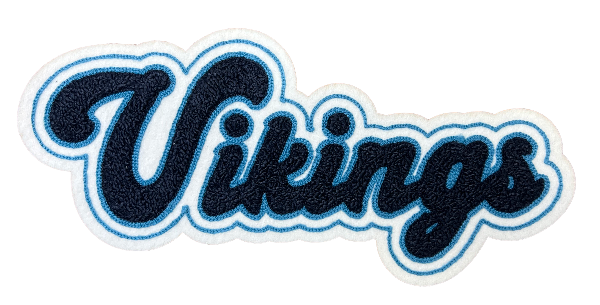 12" Vikings White Chenille Patch