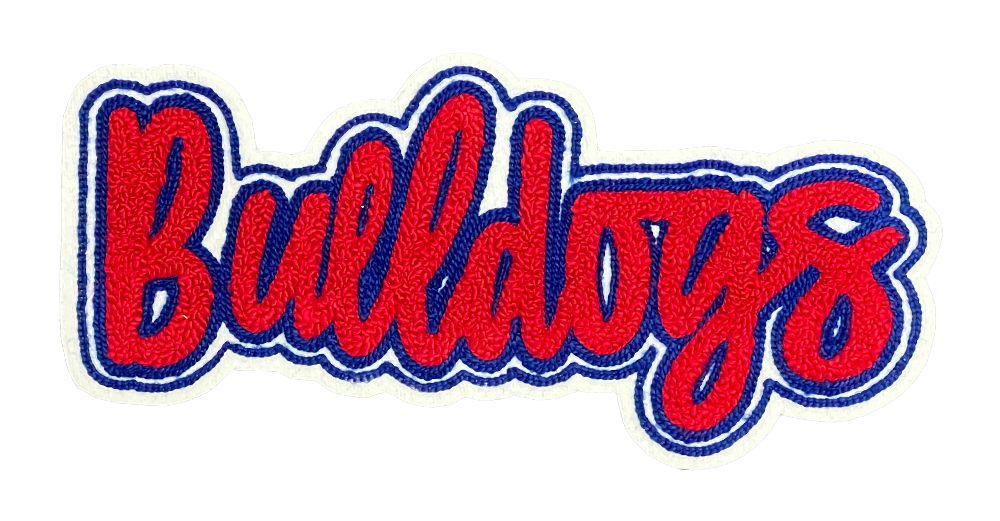 10" Red/Royal Bulldogs Chenille Patch