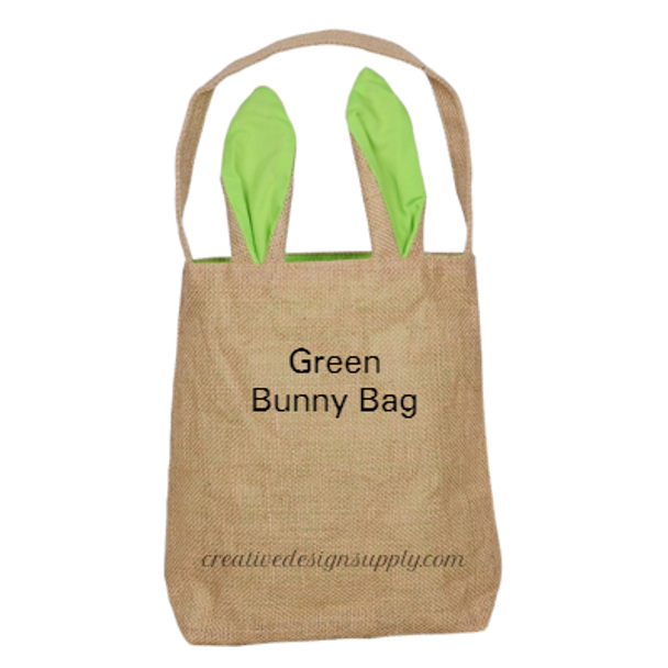 Green Burlap Bunny Bag