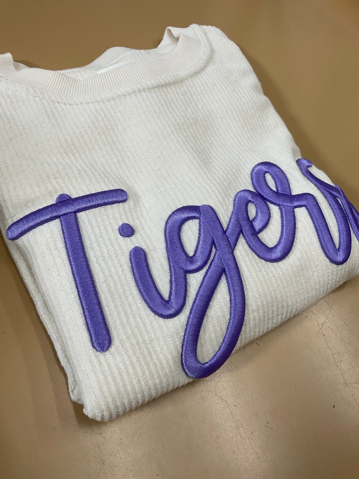 Tigers Embroidered Puff Boxercraft Corded Crewneck
