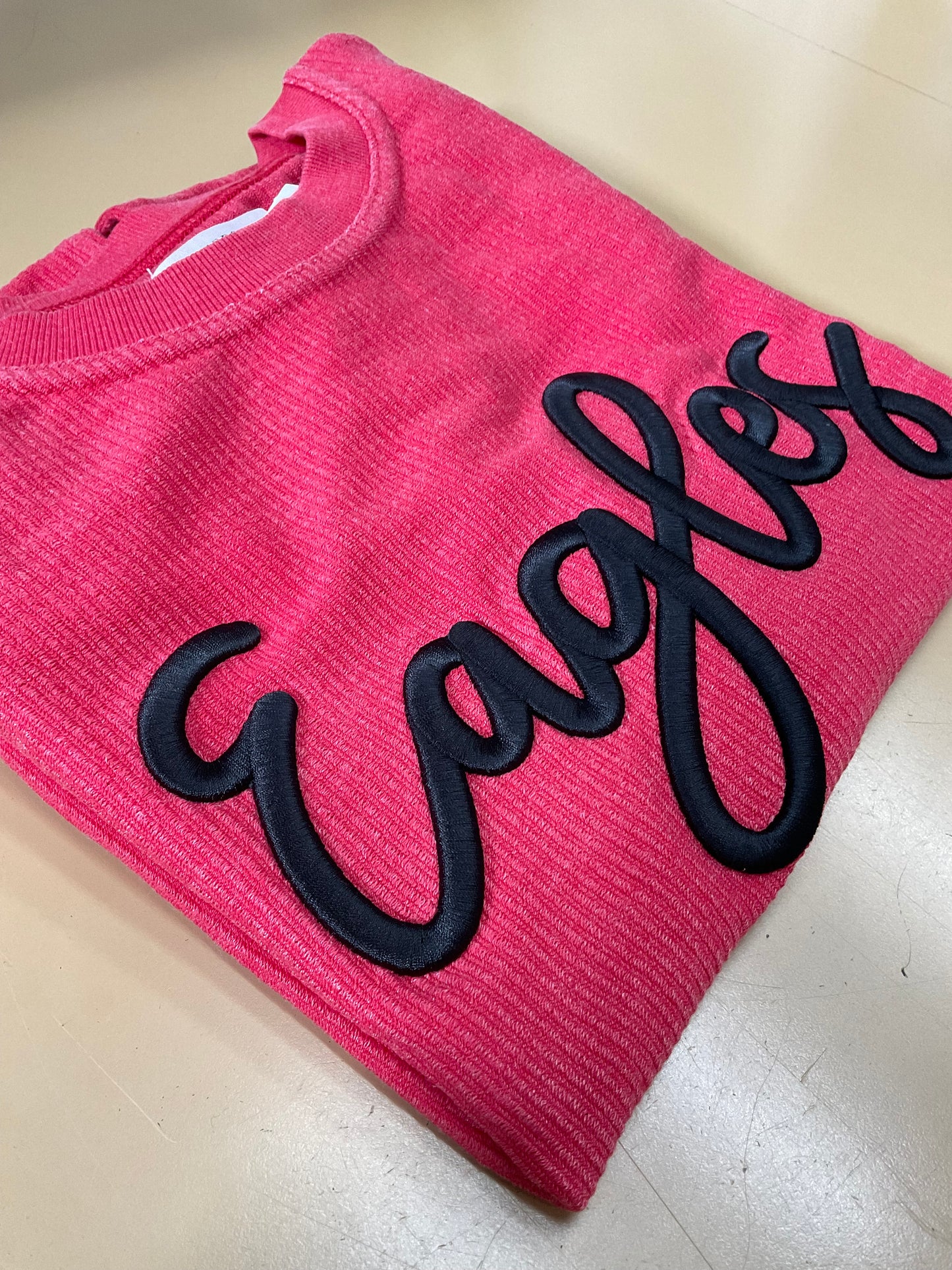 Eagles Embroidered Puff Boxercraft Corded Crewneck