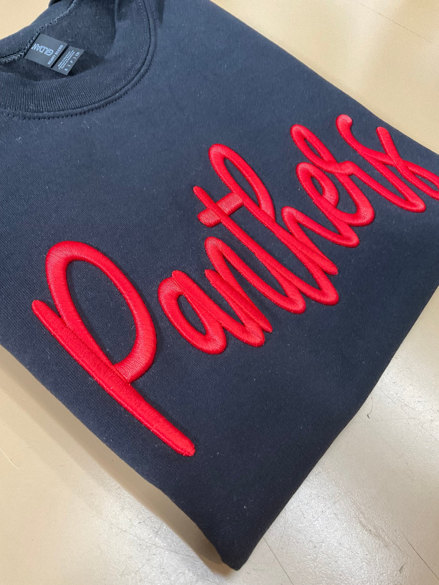 Panthers Embroidered Puff Gildan Crewneck