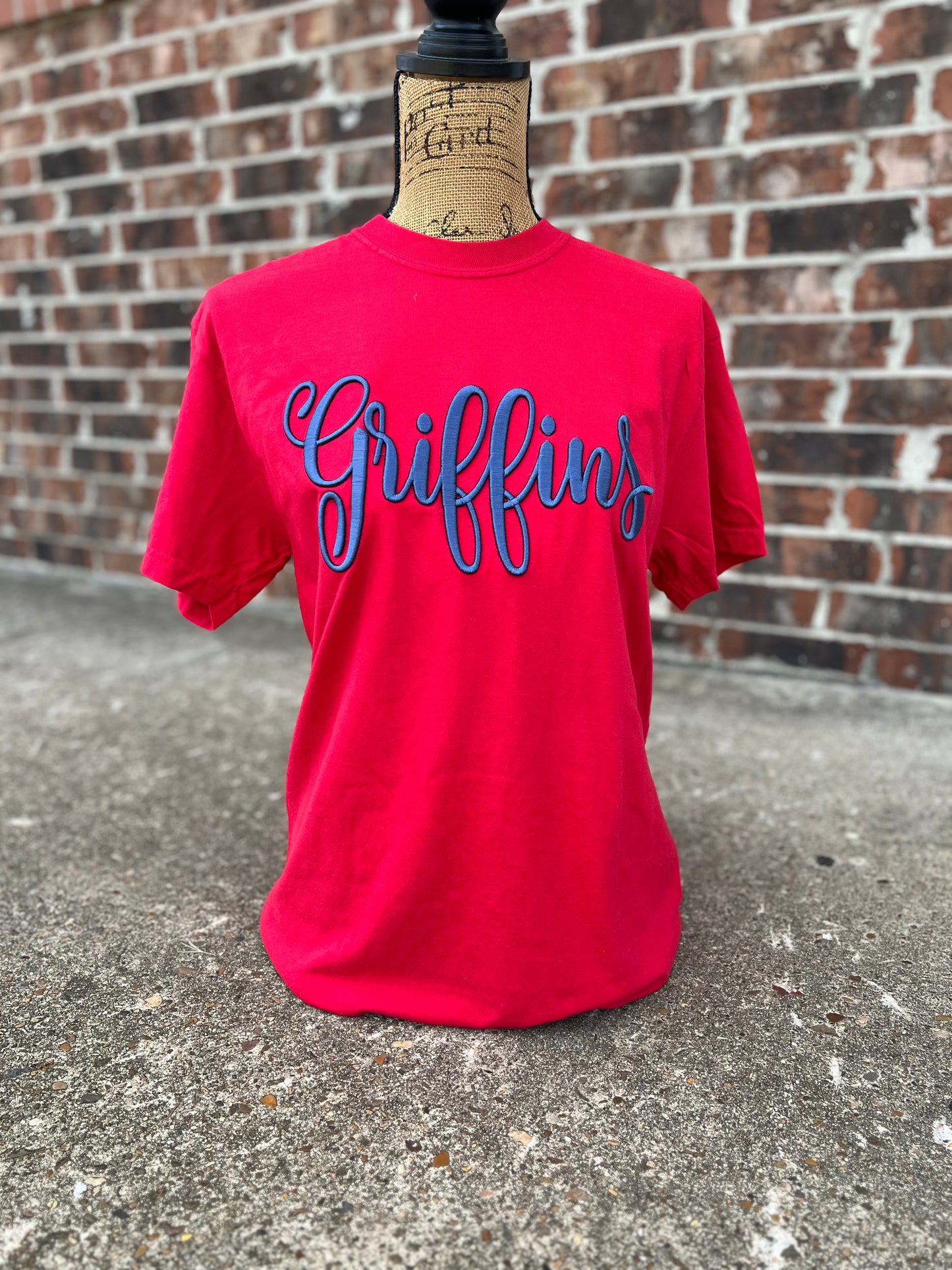 Red Griffins Embroidery Puff CC Tee