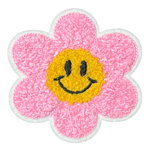 3.5" Chenille Flower w/Smiley Face