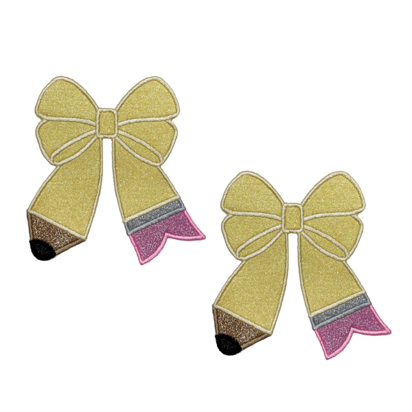 2 pk Pencil Applique Bow