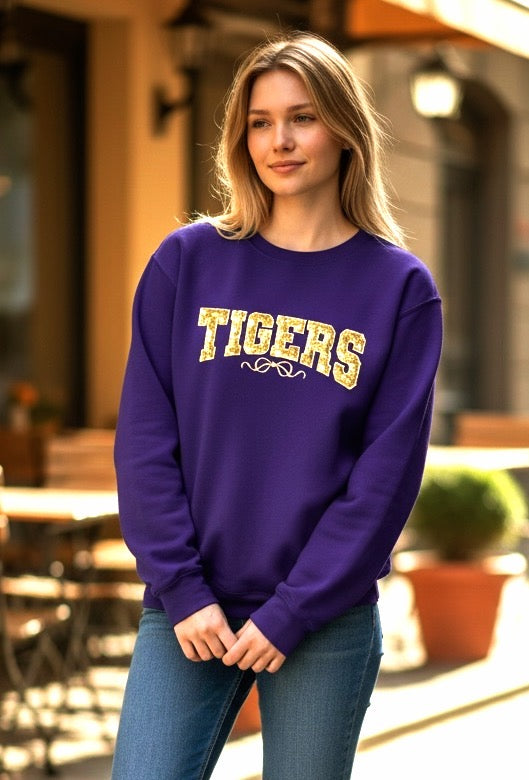 Tigers Sequin Embroidery Crewneck