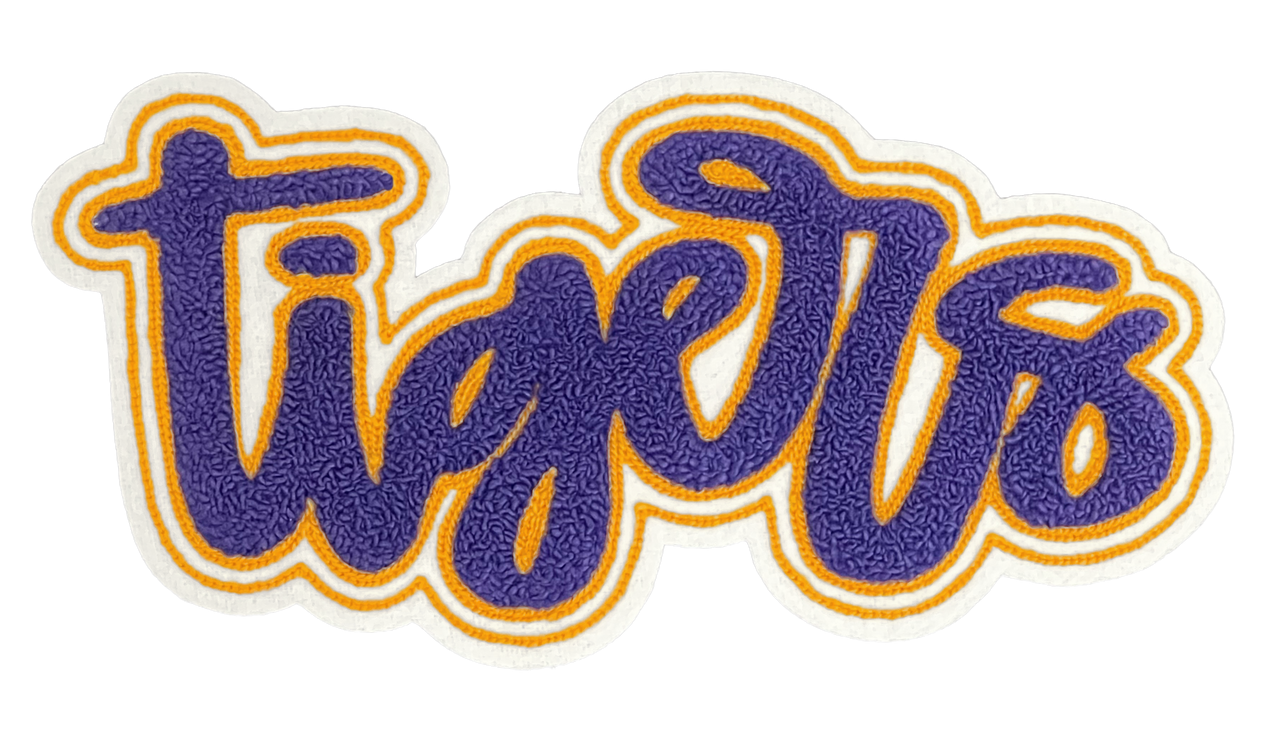 10" Tigers Purple/Gold Chenille Patch