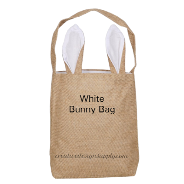 White Burlap Bunny Bag
