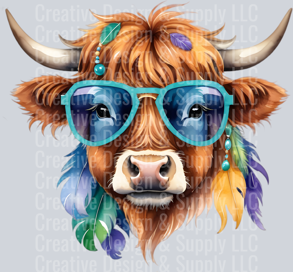 Mardi Gras Highland Cow CF 2407