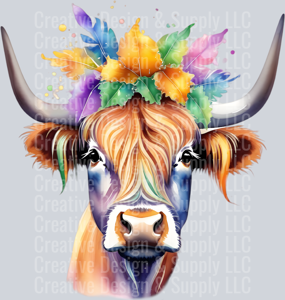 Mardi Gras Highland Cow CF 2403