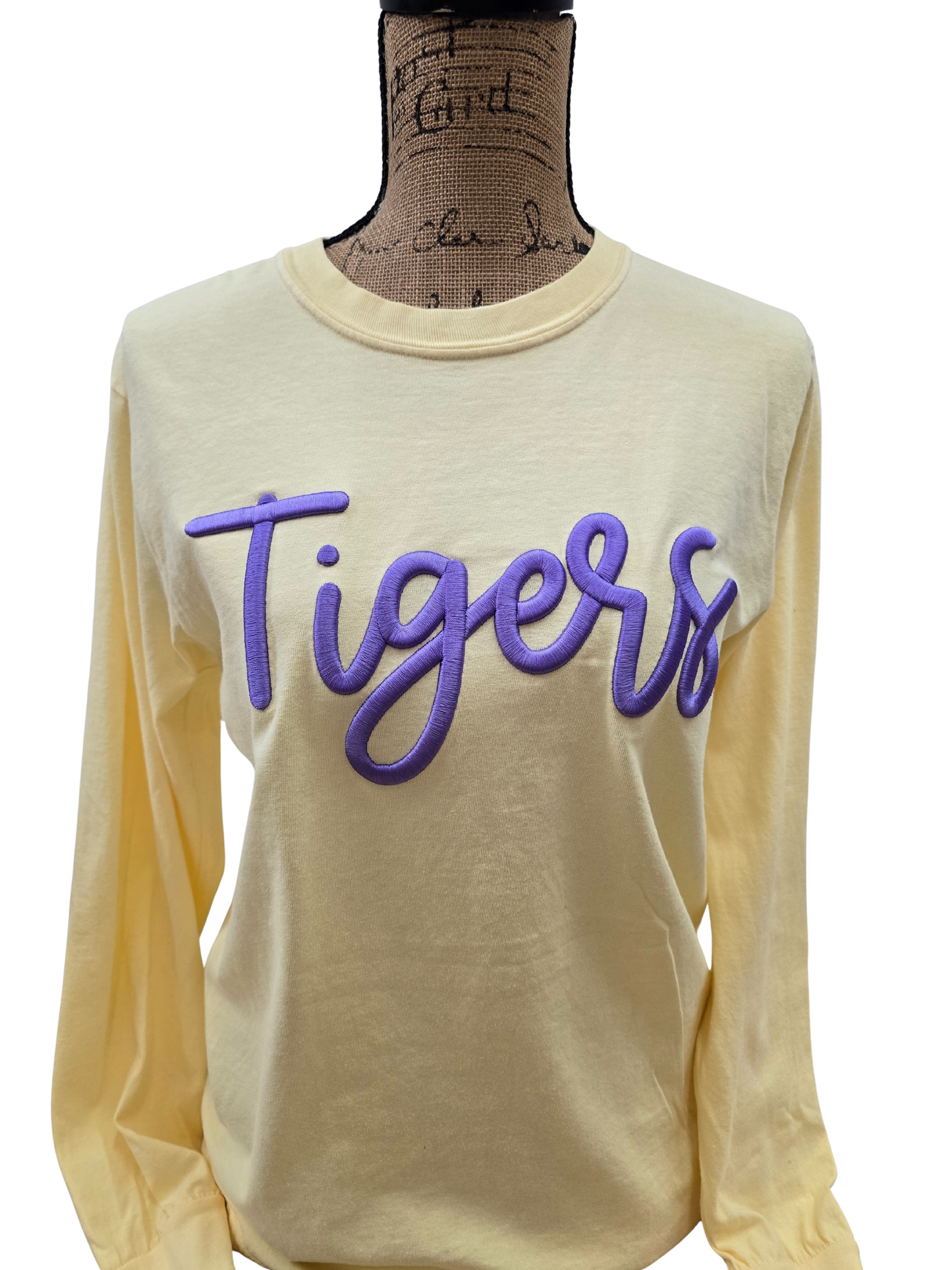 Tigers Embroidered Puff Comfort Color Long Sleeve