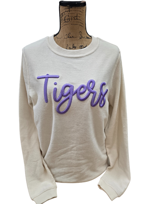 Tigers Embroidered Puff Boxercraft Corded Crewneck