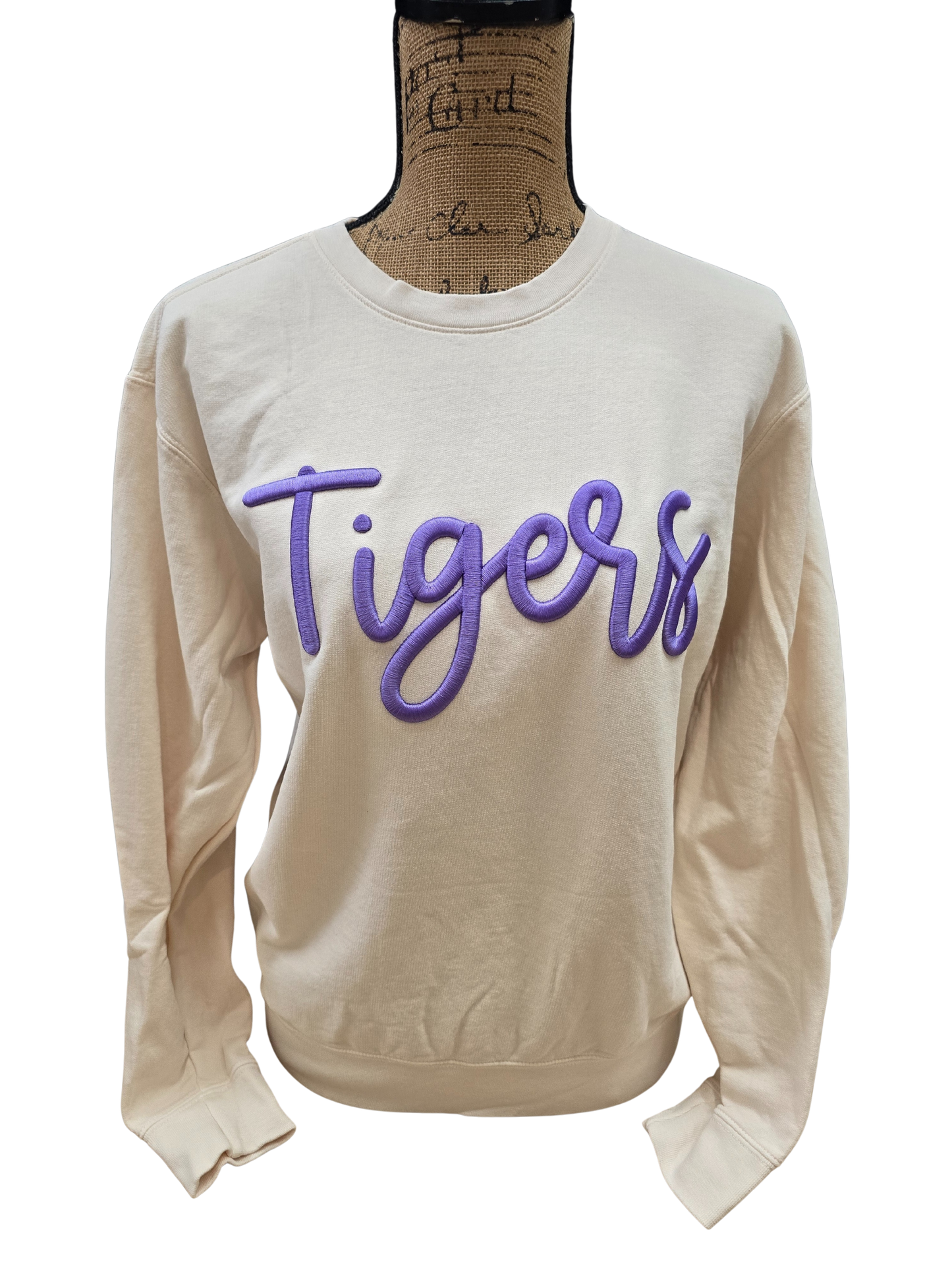 Tigers Embroidered Puff Comfort Color Crewneck