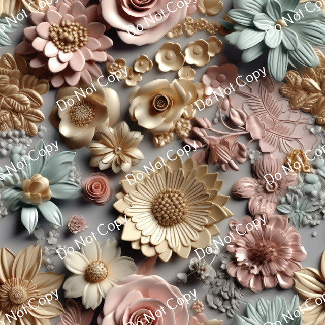 HTV 3D Gold Flowers PPV