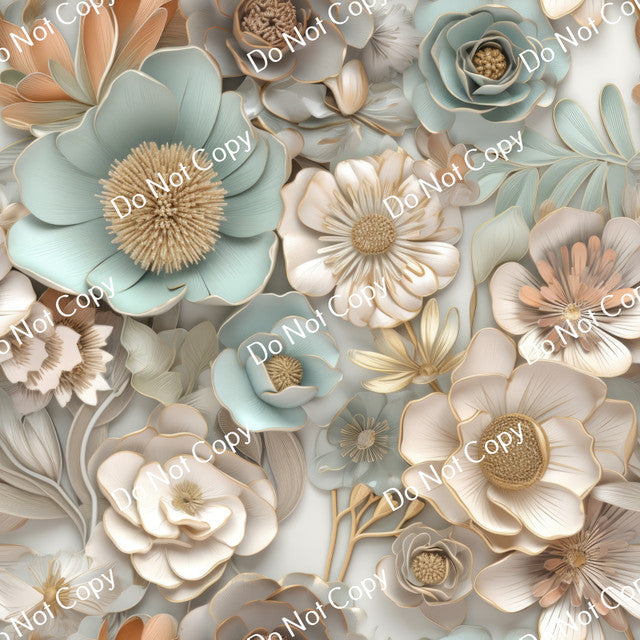 HTV 3D Gold Flowers PPV