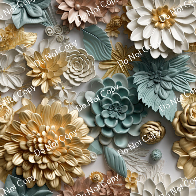 HTV 3D Gold Flowers PPV