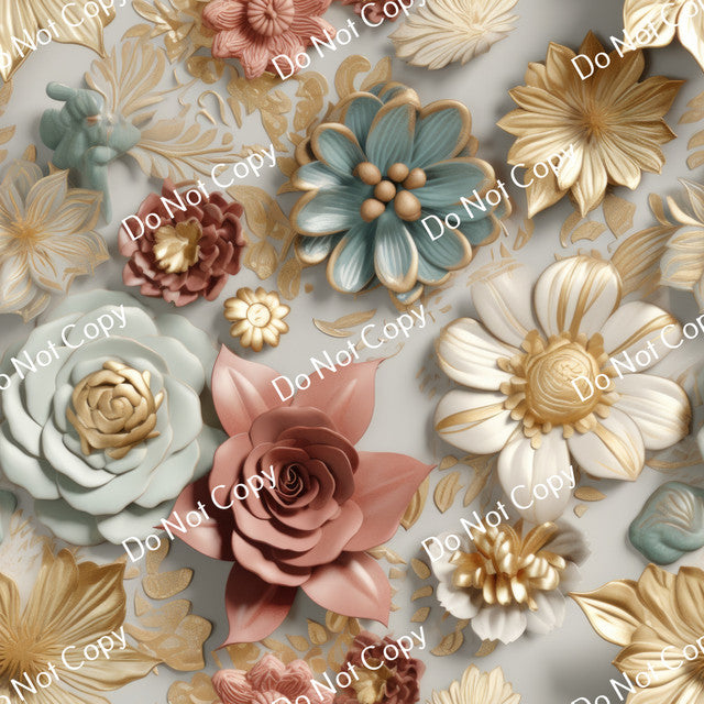 HTV 3D Gold Flowers PPV