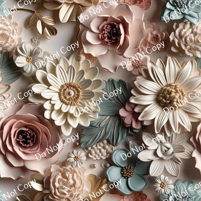 HTV 3D Gold Flowers PPV