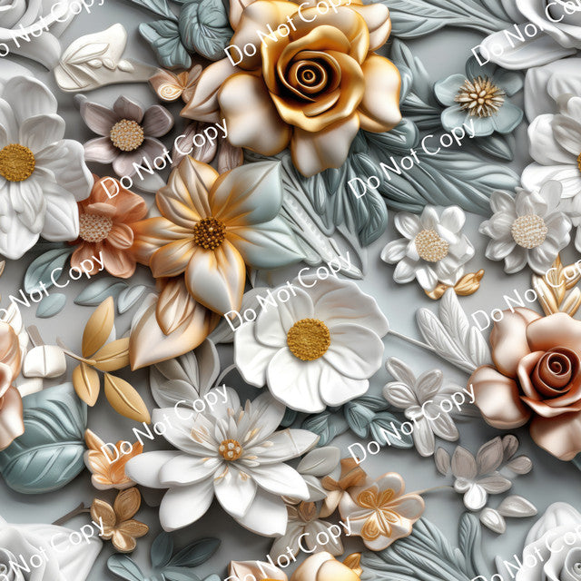 HTV 3D Gold Flowers PPV