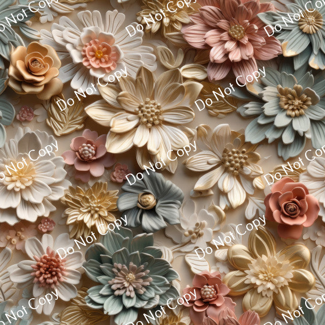 HTV 3D Gold Flowers PPV