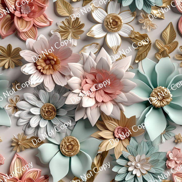 HTV 3D Gold Flowers PPV