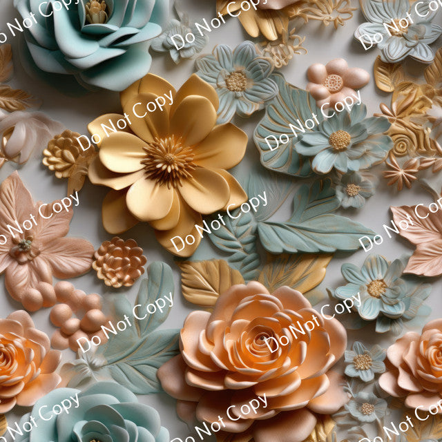 HTV 3D Gold Flowers PPV