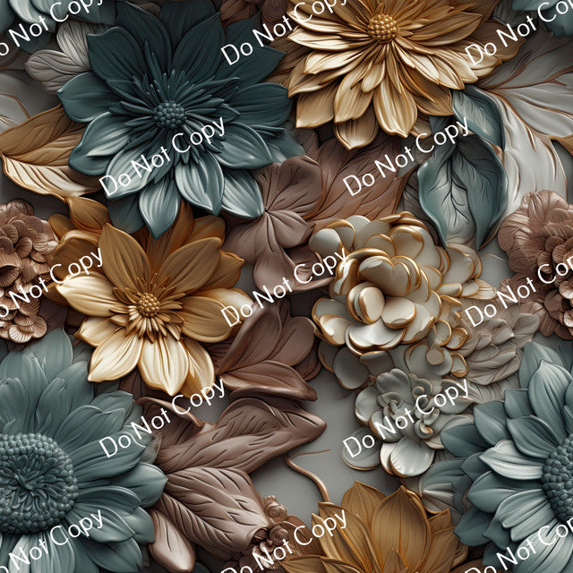 HTV 3D Gold Flowers PPV