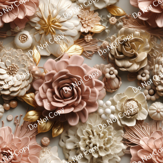 HTV 3D Gold Flowers PPV
