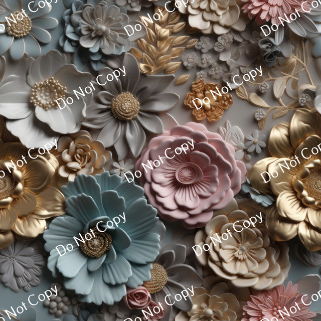 HTV 3D Gold Flowers PPV
