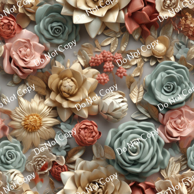 HTV 3D Gold Flowers PPV