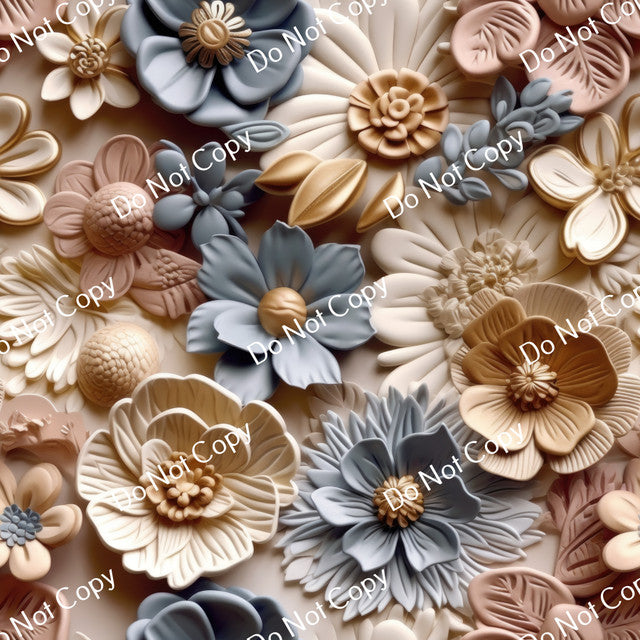 HTV 3D Gold Flowers PPV