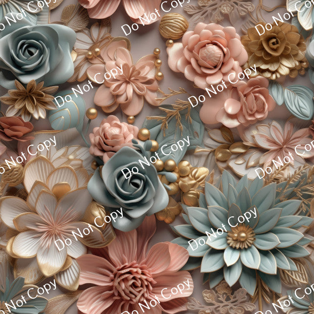 HTV 3D Gold Flowers PPV