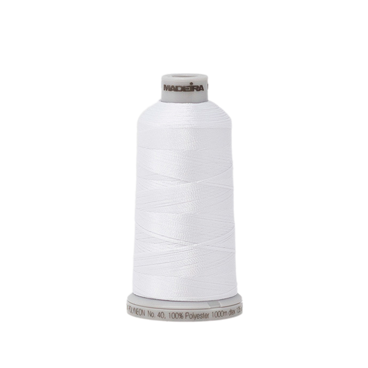 1801 White PolyNeon 40 Embroidery Thread