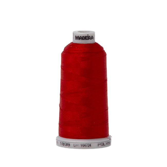 1838 Red PolyNeon 40 Embroidery Thread