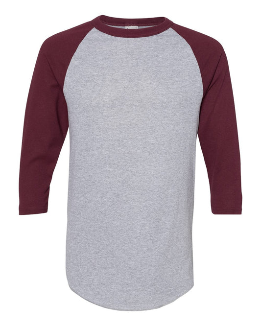 Athl Htr/Maroon Augusta Adult 3/4 Sleeve BBT 4420
