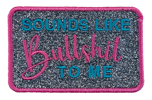 3.5x2 Blk Silver/Teal/Pink BS Glitter Patch