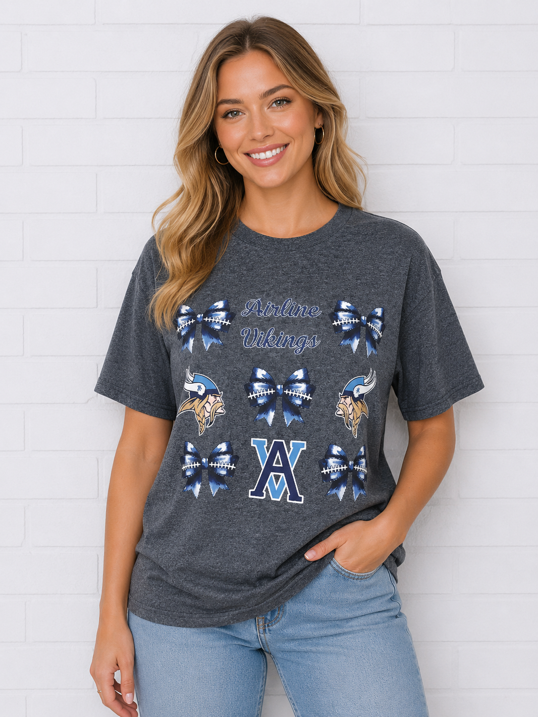 AVB Bows Heather Navy SS Tee