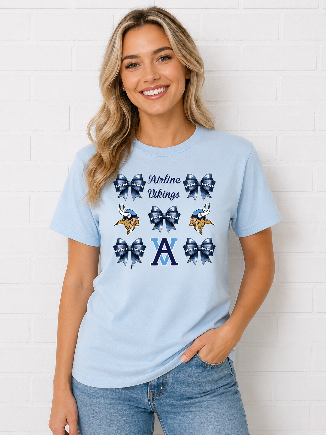 AVB Bows Light Blue 2 SS Tee