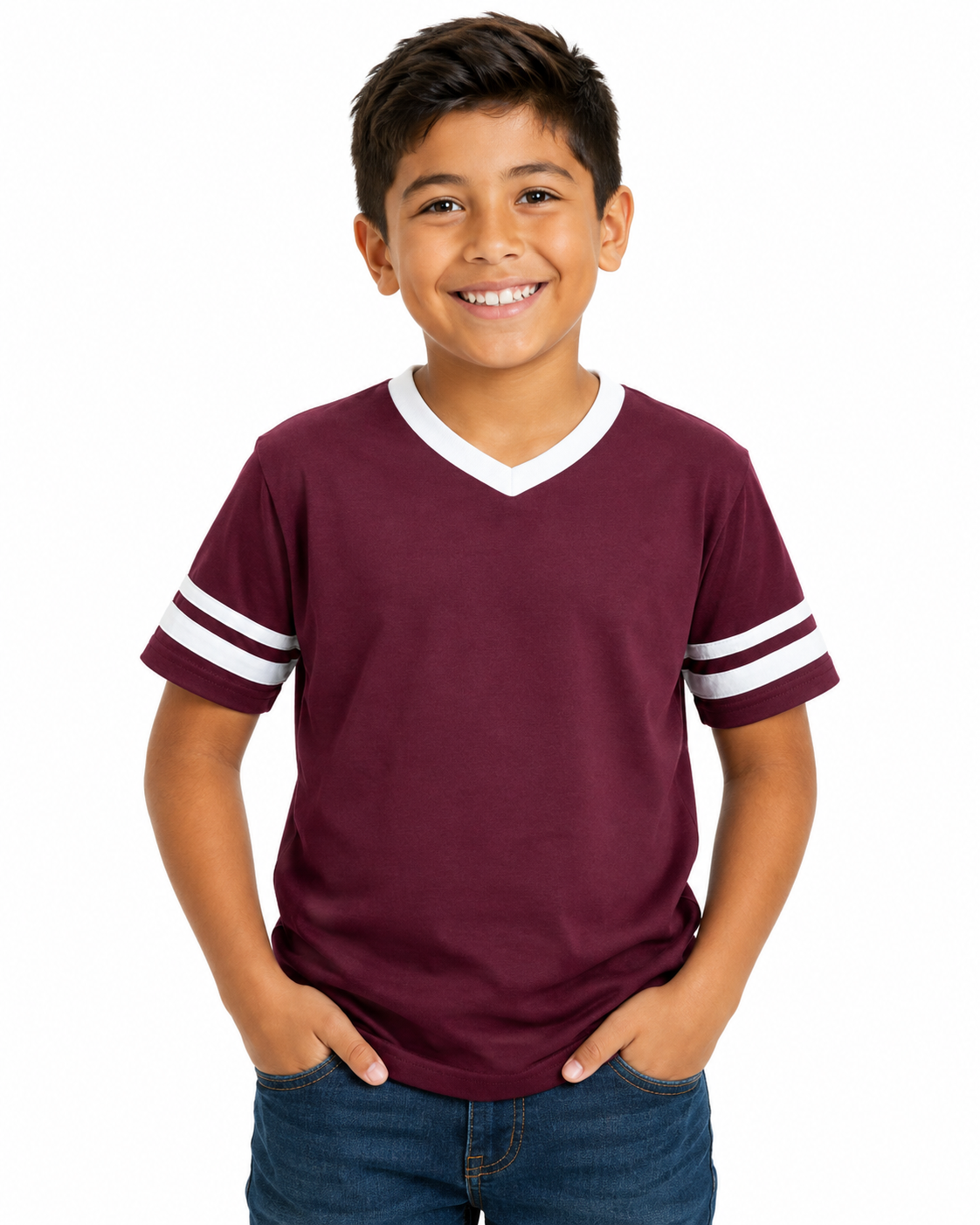 Sleeve Stripe V-Neck Youth Jersey 361