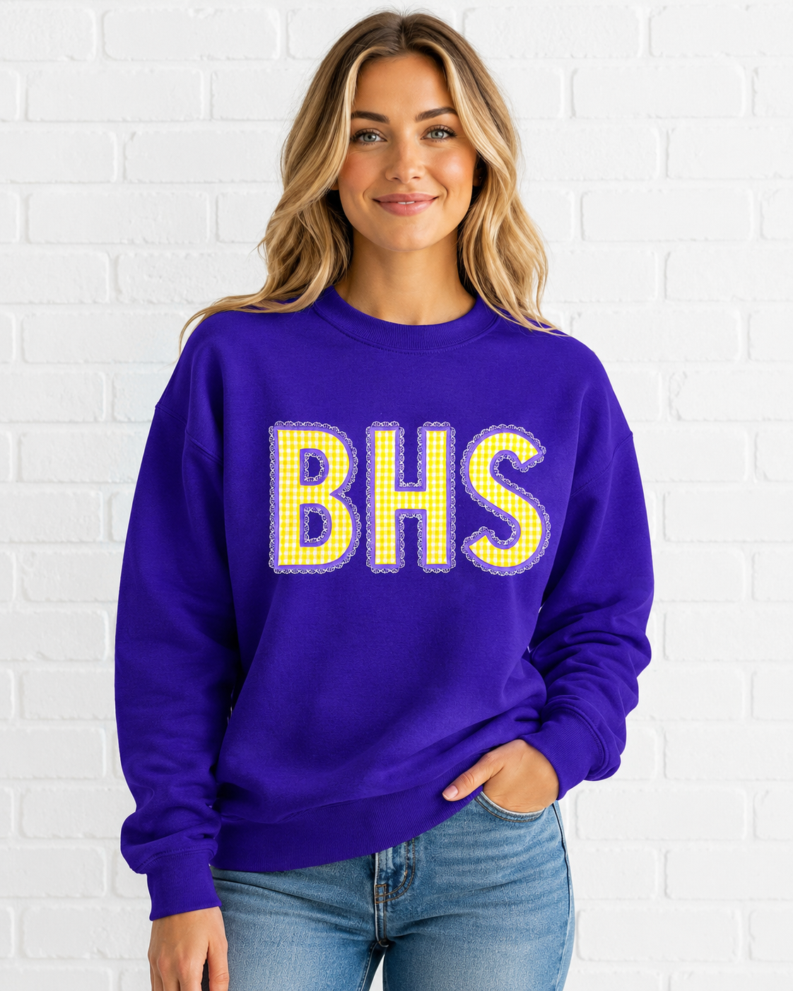 BHS 3 Lace Applique Gildan Crewneck