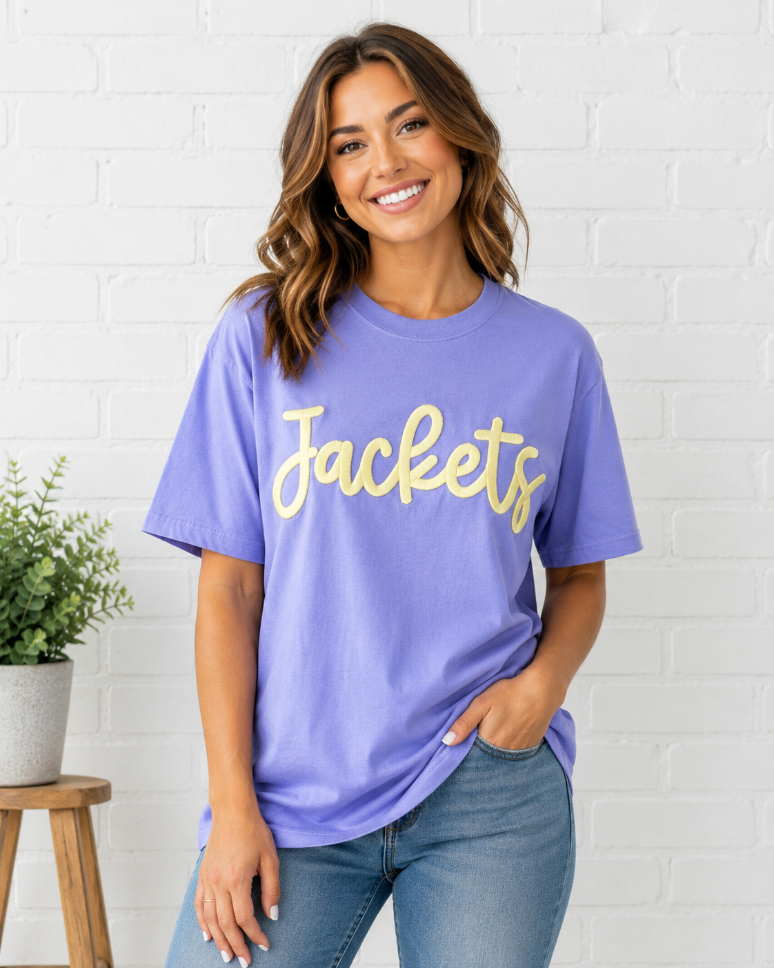 Violet Jackets Embroidered Puff CC Tee