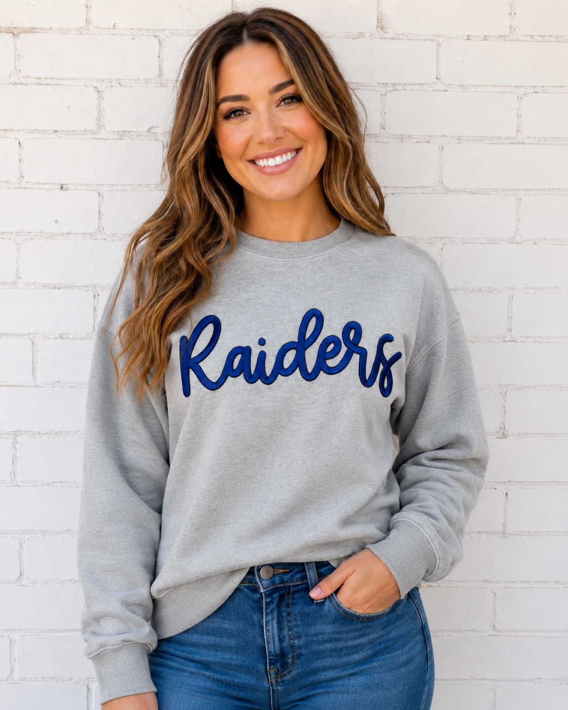 Raiders Embroidered Puff CC Crewneck