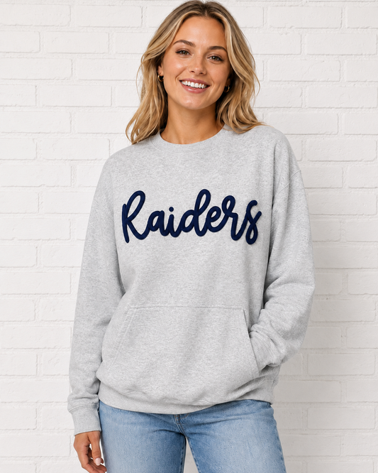 Ash Raiders Embroidered Puff P and C Crewneck