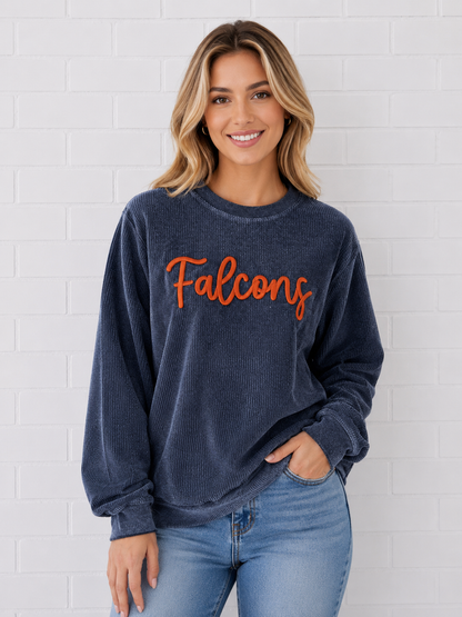 Falcons Embroidered Puff Boxercraft Corded Crewneck