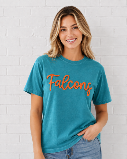 Emerald Falcons Embroidered Puff CC Tee