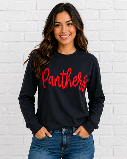 Panthers Embroidered Puff Gildan Crewneck