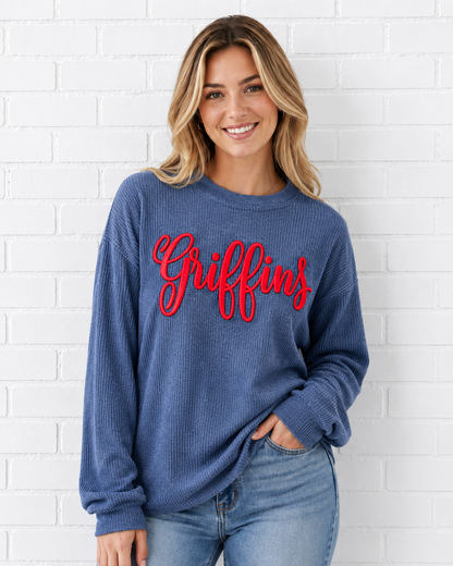 Dark Navy Griffins Embroidered Puff BC Crewneck