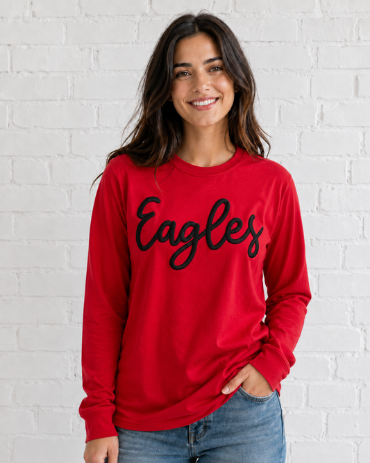 Eagles Embroidered Puff Comfort Colors Long Sleeve
