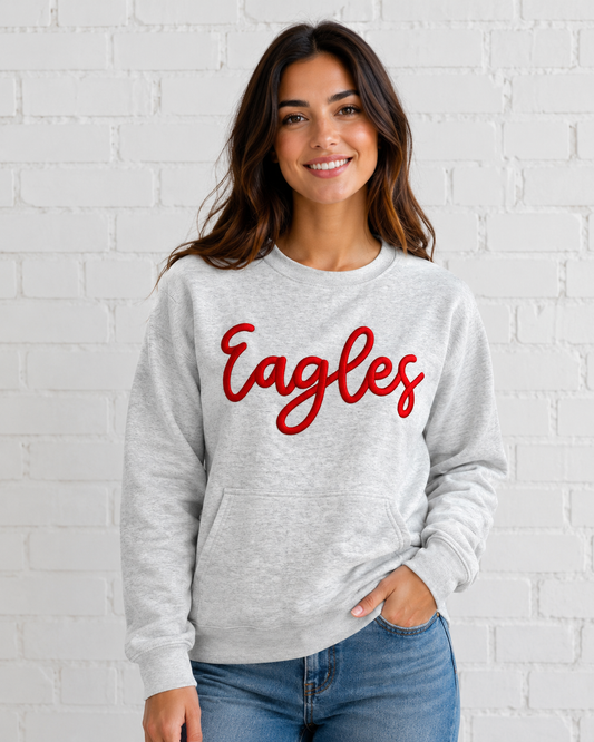 Ash Eagles Embroidered Puff P and C Crewneck