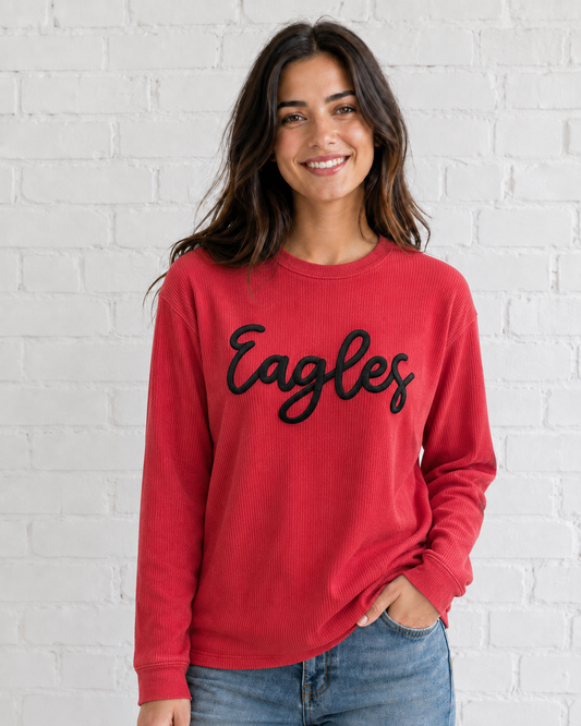 Eagles Embroidered Puff Boxercraft Corded Crewneck